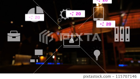Image of data processing over cityscape Image of data processing over cityscape 115707146