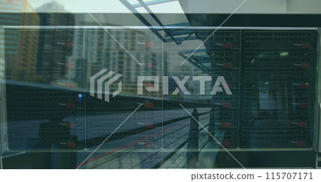 Image of servers over cityscape 115707171