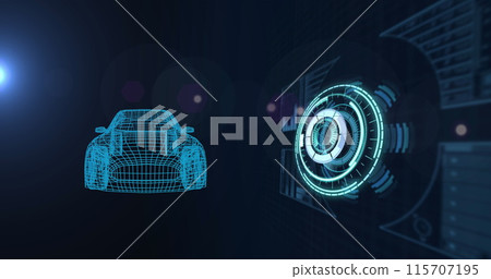 Image of 3d car drawing with scope scanning and data processing Image of 3d car drawing with scope scanning and data processing 115707195