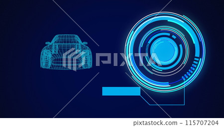 Image of 3d car drawing with scope scanning and data processing 115707204