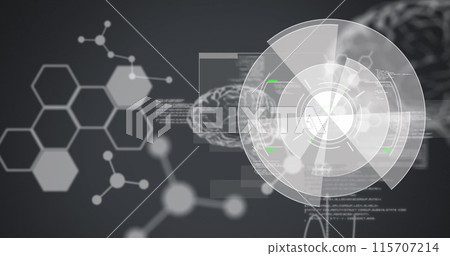 Image of scope scanning, medical data processing and human brain 115707214