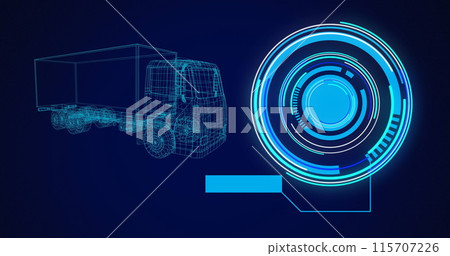 Image of 3d car drawing, scope scanning and data processing 115707226