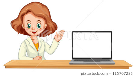 Woman Presenting with Laptop 115707285