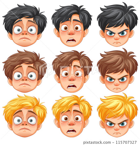Various Expressions of Cartoon Faces 115707327
