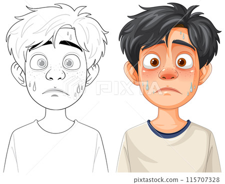 Worried Boy Vector Illustration 115707328