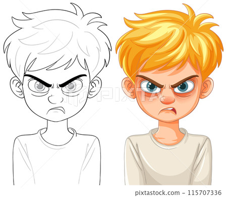 Angry Boy Cartoon Illustration 115707336