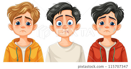 Three Sad Boys in Hoodies 115707347