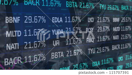 Image of financial data processing over payment terminal Image of financial data processing over payment terminal 115707391