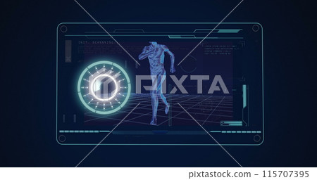 Image of man running with scope scanning and data processing 115707395