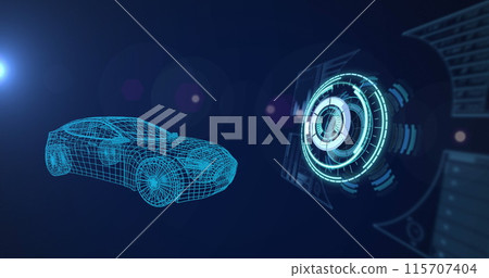 Image of 3d car drawing, scope scanning and data processing Image of 3d car drawing, scope scanning and data processing 115707404