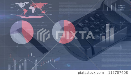 Image of statistics and data processing over payment terminal Image of statistics and data processing over payment terminal 115707408