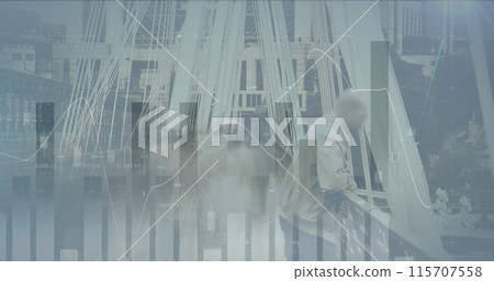 Image of financial data processing over busy city Image of financial data processing over busy city 115707558