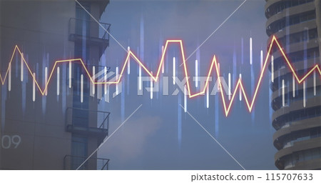 Image of financial data processing over cityscape Image of financial data processing over cityscape 115707633