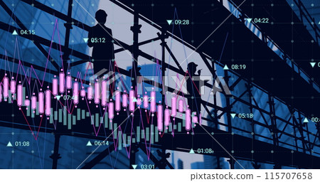 Image of financial data processing over office building Image of financial data processing over office building 115707658