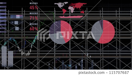 Image of financial data processing over scaffolding 115707687