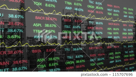 Image of construction site, financial data processing and statistics 115707696