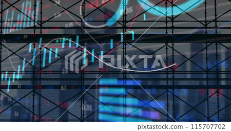 Image of financial data processing over scaffolding 115707702