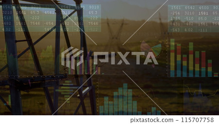 Composite image of financial data processing against construction site 115707758