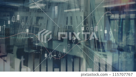 Image of financial data processing over busy city Image of financial data processing over busy city 115707767