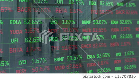 Image of financial data processing over caucasian businessman 115707830