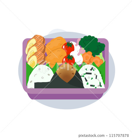 Cute kawaii Cartoon Style of Japanese Cuisine Bento Box 115707878