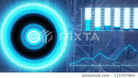 Image of data processing on digital screen over caucasian woman checking servers Image of data processing on digital screen over caucasian woman checking servers 115707964