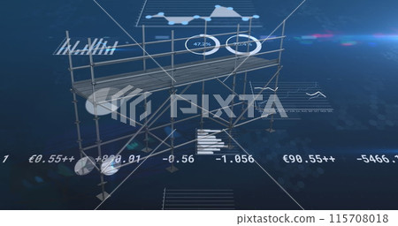 Image of scaffolding, financial data processing and statistics 115708018