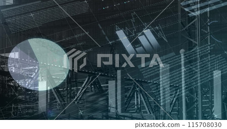 Image of financial data processing over construction site 115708030