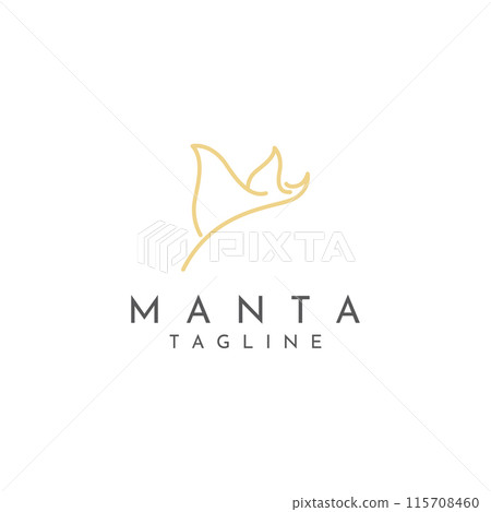 Marine animal stingray or batoidea logo design. With template vector illustration. Marine animal stingray or batoidea logo design. With template vector illustration. 115708460