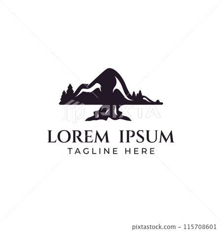 Mountain landscape view, minimalistic design. Logo for photographers, climbers and adventurers. Editing using vector illustration. Mountain landscape view, minimalistic design. Logo for photographers, climbers and adventurers. Editing using vector illustration. 115708601
