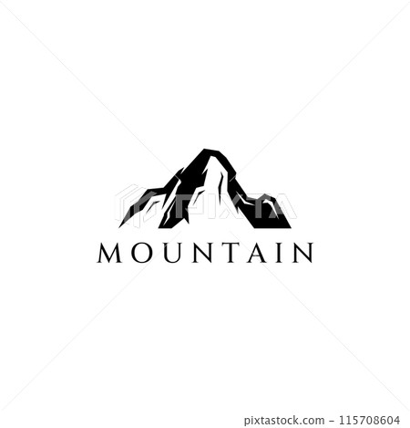 Mountain landscape view, minimalistic design. Logo for photographers, climbers and adventurers. Editing using vector illustration. Mountain landscape view, minimalistic design. Logo for photographers, climbers and adventurers. Editing using vector illustration. 115708604