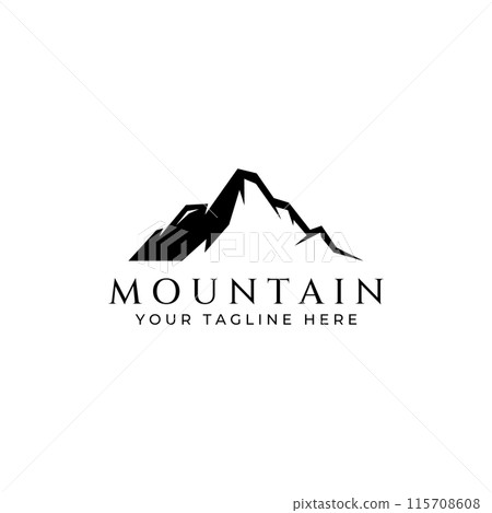 Mountain landscape view, minimalistic design. Logo for photographers, climbers and adventurers. Editing using vector illustration. Mountain landscape view, minimalistic design. Logo for photographers, climbers and adventurers. Editing using vector illustration. 115708608