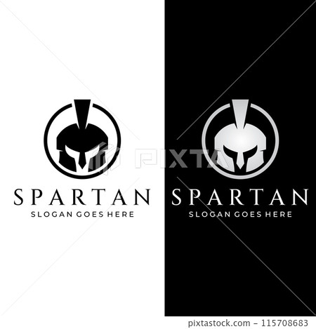 Strong and brave spartan or spartan war warrior helmet logo.Designed with template vector illustration editing. 115708683