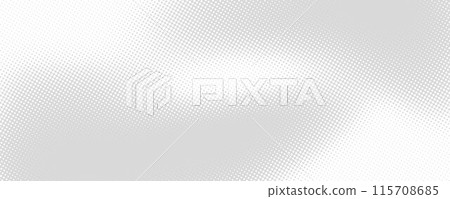 Grey halftone pattern. Retro comic gradient background. Silver pixelated dotted texture overlay. Cartoon pop art faded gradient pattern. Vector backdrop for poster, banner, advertisement, brochure 115708685
