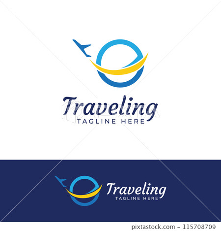 Travel agency logo design and summer vacation with airplanes. The logo can be for corporate businesses and airline ticket agents. 115708709