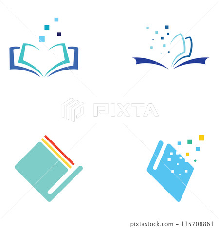 Educational digital book and online knowledge learning book logo and symbol icon vector illustration template. 115708861