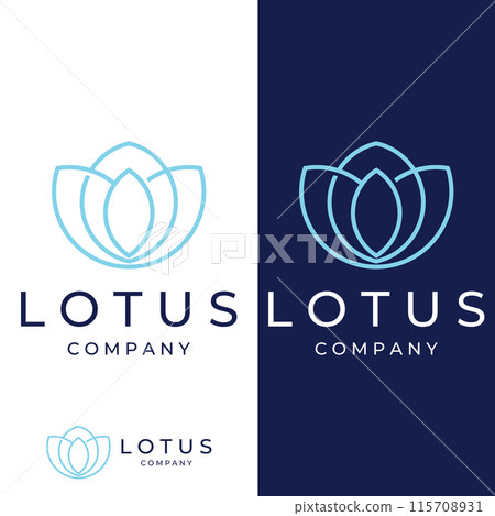 A beautiful and naturally beautiful lotus spa flower, with a luxurious and elegant lotus flower vector illustration editing, suitable for beauty and cosmetic salons. 115708931