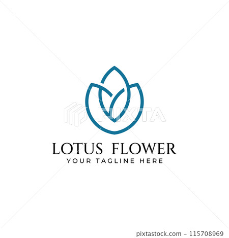 A beautiful and naturally beautiful lotus spa flower, with a luxurious and elegant lotus flower vector illustration editing, suitable for beauty and cosmetic salons. 115708969