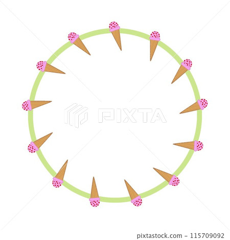 Ice cream cone circular decorative frame illustration Ice cream cone circular decorative frame illustration 115709092