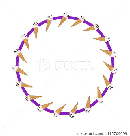 Ice cream cone circular decorative frame illustration Ice cream cone circular decorative frame illustration 115709099