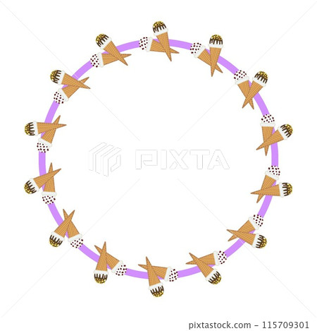 Ice cream cone circular decorative frame illustration Ice cream cone circular decorative frame illustration 115709301