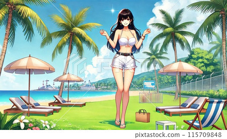 Tropical beach and woman 115709848