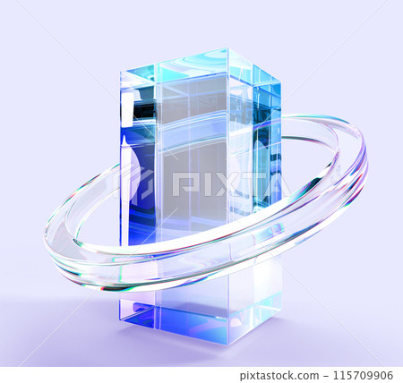 3d crystal light holographic block glass torus ring render. Abstract transparent dispersion gradient geometric shape. Futuristic rectangle pillar column for ux ui design, digital tech. 3D illustration 3d crystal light holographic block glass torus ring render. Abstract transparent dispersion gradient geometric shape. Futuristic rectangle pillar column for ux ui design, digital tech. 3D illustration 115709906