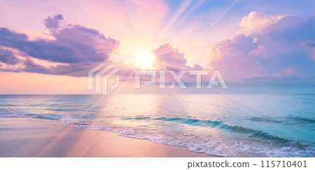 Pastel-colored tranquil beach, Generative AI AI image 115710401