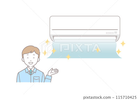 吹出潔淨空氣的空調和一名男工人 115710425