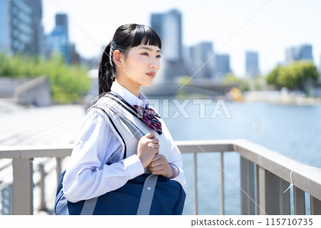 High school girl in uniform 115710735