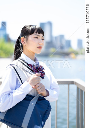 High school girl in uniform 115710736