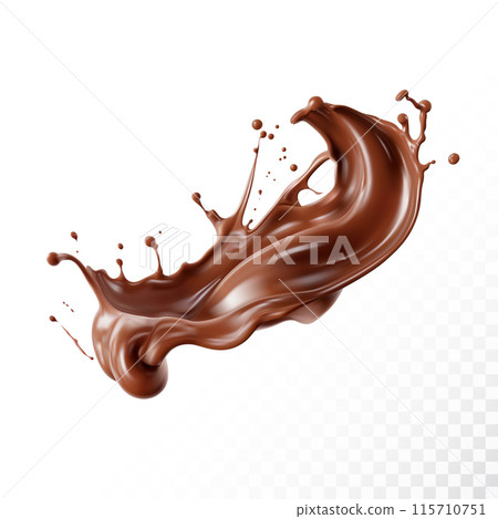Chocolate splash isolated on white background. Realistic vector illustration. Chocolate splash isolated on white background. Realistic vector illustration. 115710751