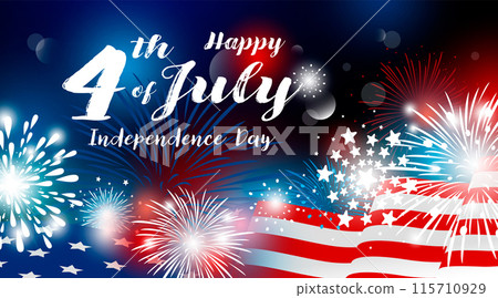 4th of july USA Independence day design of american flag with fireworks on black background vector illustration 4th of july USA Independence day design of american flag with fireworks on black background vector illustration 115710929