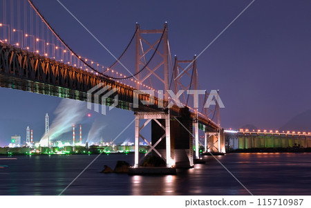 Night view of Seto Ohashi Bridge 115710987